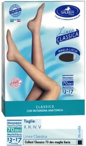 SAUBER CLASSICO COLLANT 70 DENARI MAGLIA LISCIA BLU NOTTE 5