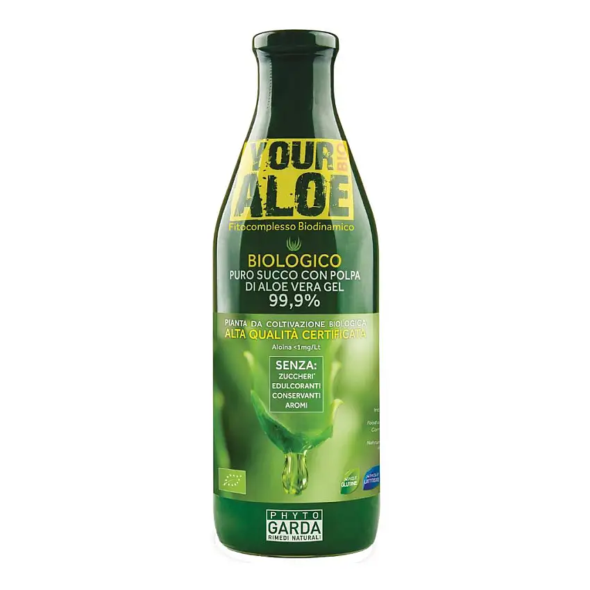 YOUR ALOE BIO PURO SUCCO CON POLPA DI ALOE VERA GEL 99,9% 1 LITRO SENZA ALOINA