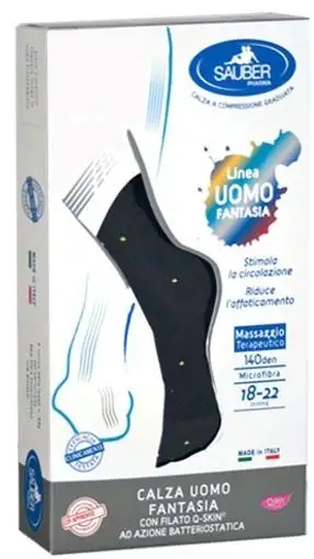 SAUBER CALZA UOMO FANTASIA Q-SKIN 140 DEN BLU POIS GIALLI TAGLIA M