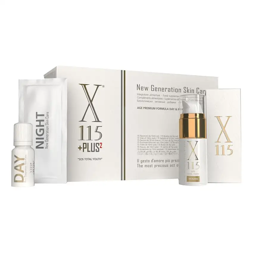 X115+PLUS NEW GENERATION SKIN CARE INTEGRATORE ALIMENTARE ANTIOSSIDANTE ANTIAGING + CREMA DONNA ANTIRUGHE 15 ML