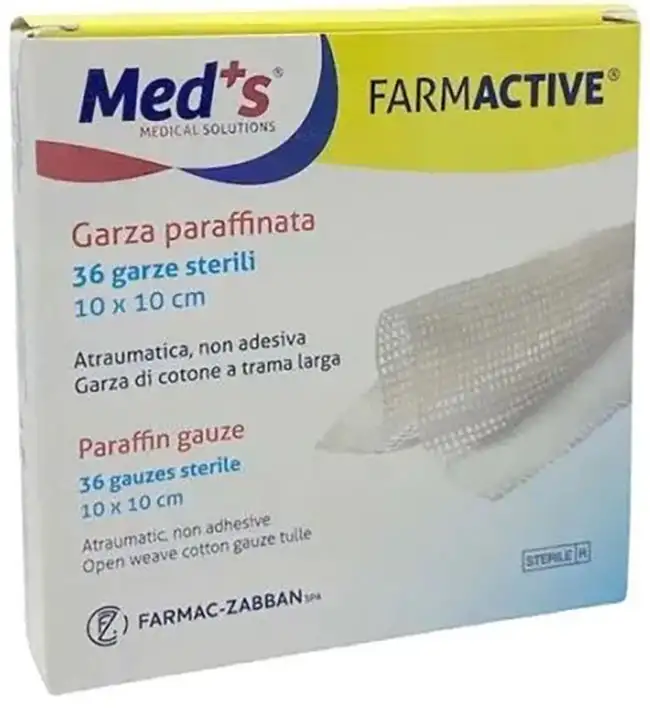 GARZA MEDS FARMACTIVE PARAFFINATA STERILE 10X10 CM SCATOLA 36 PEZZI