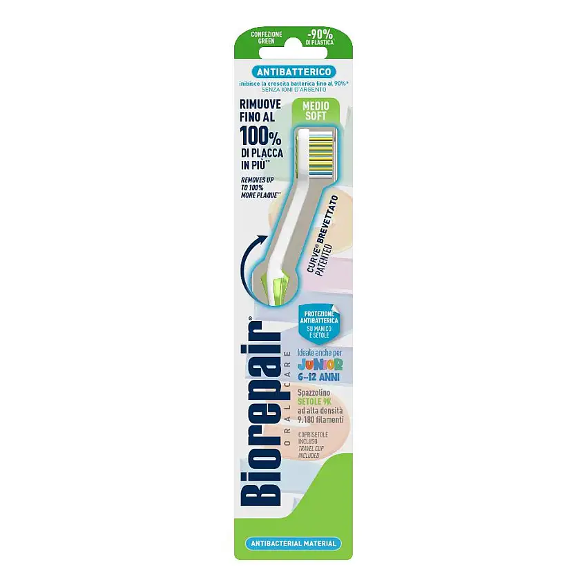BIOREPAIR ORAL CARE SPAZZOLINO ANTIBATTERICO JUNIOR 6-12 ANNI PIU' COMFORT SETOLE MEDIO SOFT
