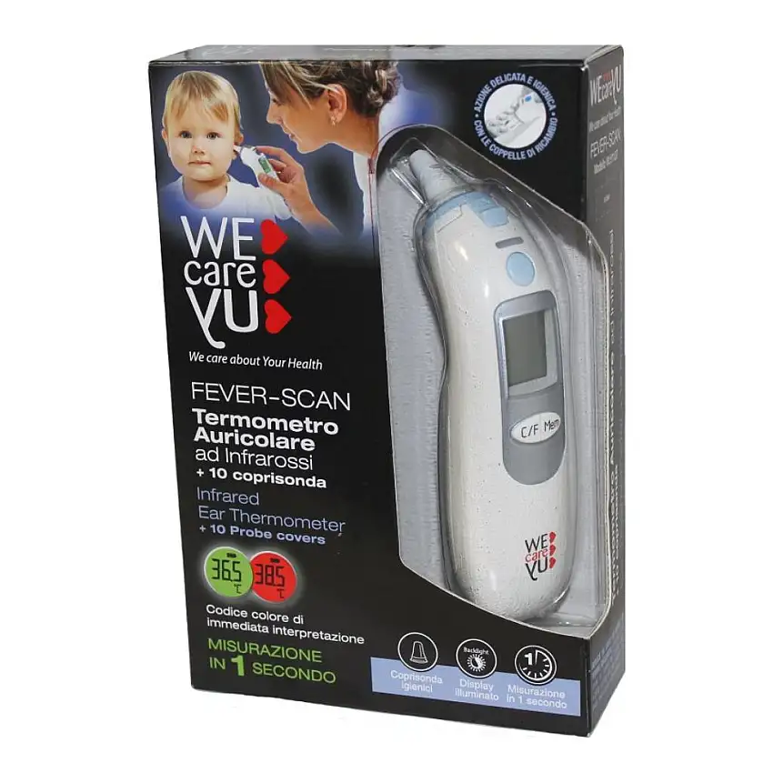 TERMOMETRO AURICOLARE WECAREYU FEVER-SCAN AD INFRAROSSI CON 10 COPRISONDA
