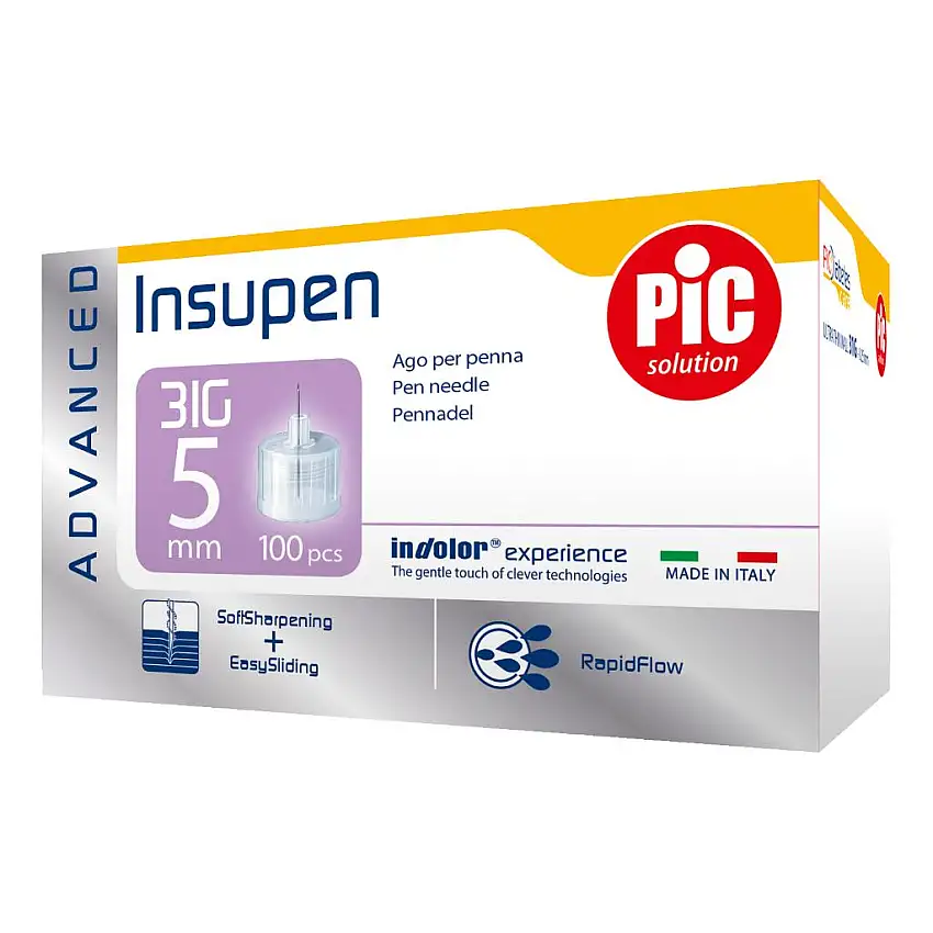 AGO PENNA INSULINA PIC INSUPEN ADVANCED GAUGE 31 5 MM 100 PEZZI