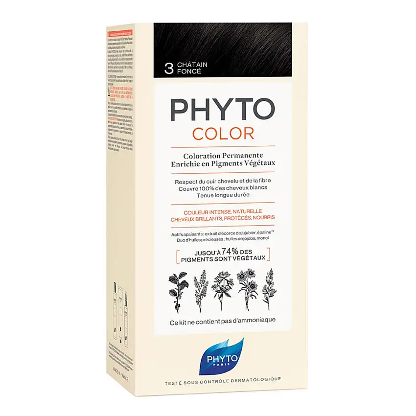 PHYTOCOLOR 3 CASTANO SCURO 1 LATTE + 1 CREMA + 1 MASCHERA + 1 PAIO DI GUANTI