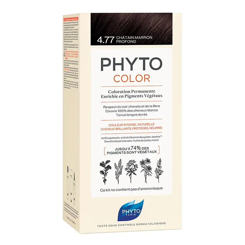 PHYTOCOLOR 4,77 CASTANO MARRONE INTENSO LATTE + CREMA + MASCHERA + 1 PAIO DI GUANTI