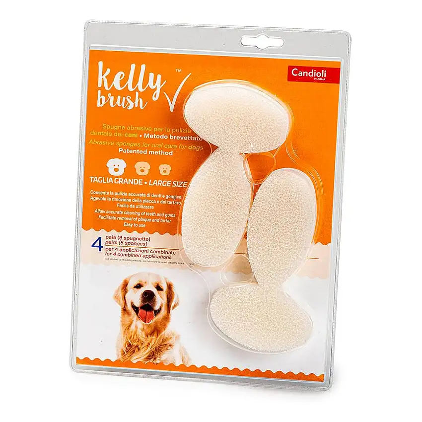 KELLY BRUSH SPUGNETTA ABRASIVE PER CANI DI TAGLIA GRANDE 8 PEZZI