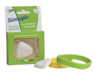 STOMEGLIO BRACCIALETTO ALLA CITRONELLA ALLONTANA ZANZARE 240 ORE GIALLO PER DONNE E BAMBINI
