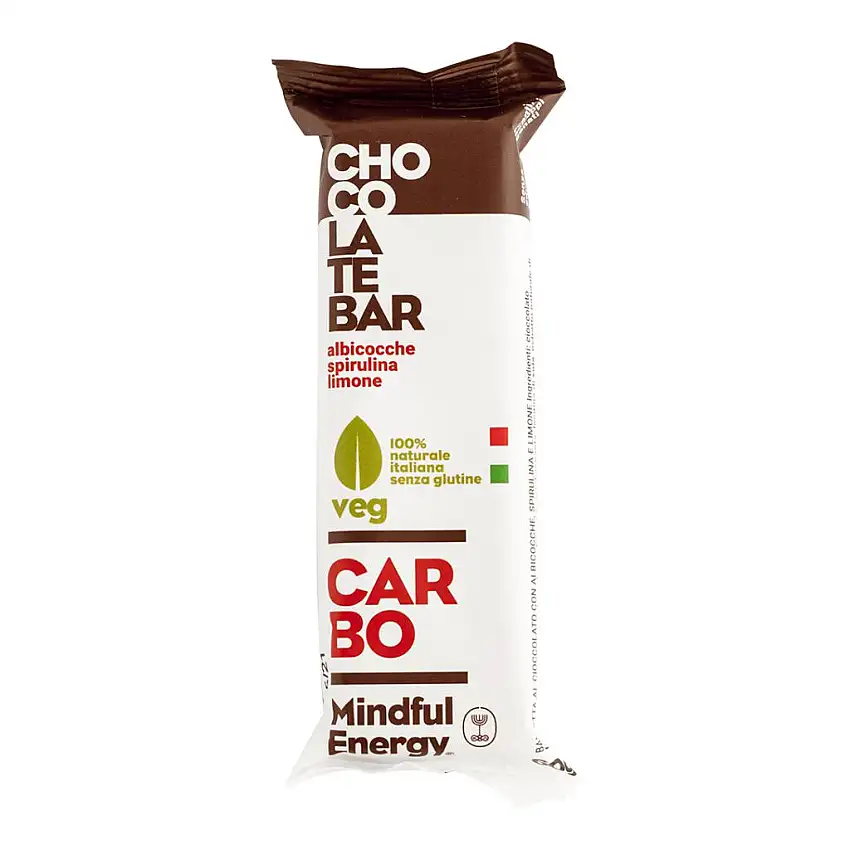 MINDFUL ENERGY CARBO BARRETTA AL CIOCCOLATO CON ALBICOCCHE-SPIRULINA-LIMONE 60 G