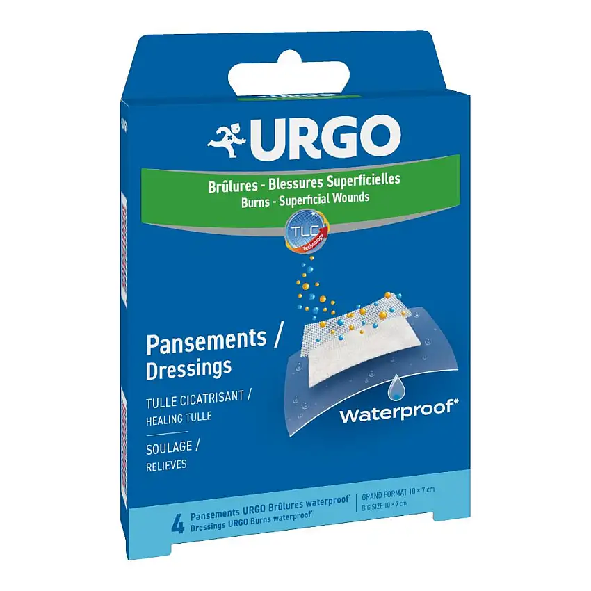 URGO USTIONI SUPERFICIALI WATERPROOF 10 X 7 CM 4 PEZZI