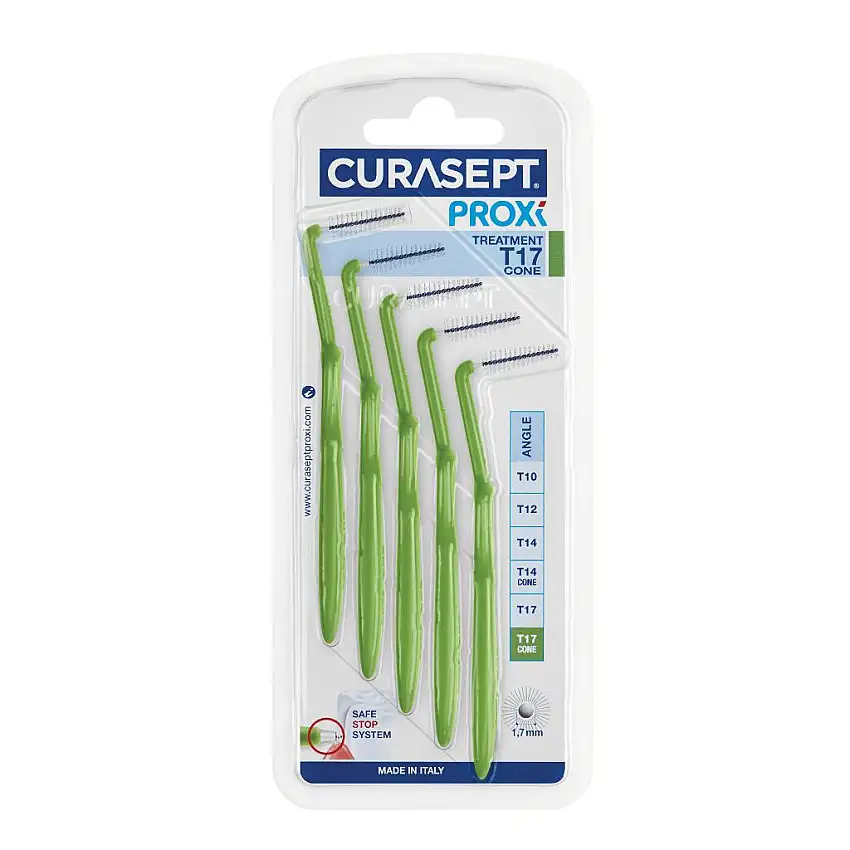 SCOVOLINO CURASEPT PROXI ANGLE MISURA T17 CONICO ISO 5 VERDE DIAMETRO 1,7 MM 5 PEZZI
