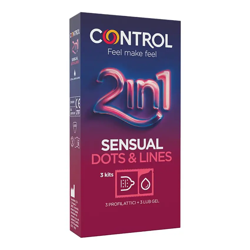 CONTROL 2IN1 SENSUAL DOTS&LINES + NATURE LUBE 3+ 3 PEZZI