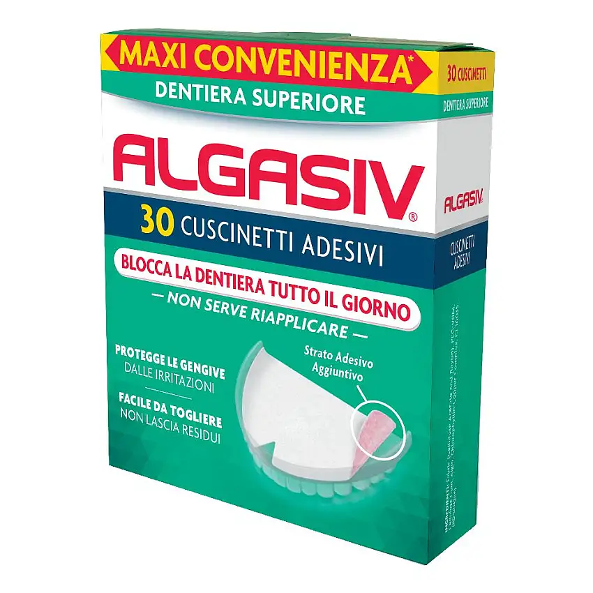 Algasiv Adesivo Per Protesi Dentaria Superiore, 30 Adesivi