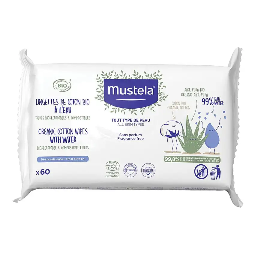 MUSTELA SALVIETTE ACQUA COT BIO 60 PEZZI