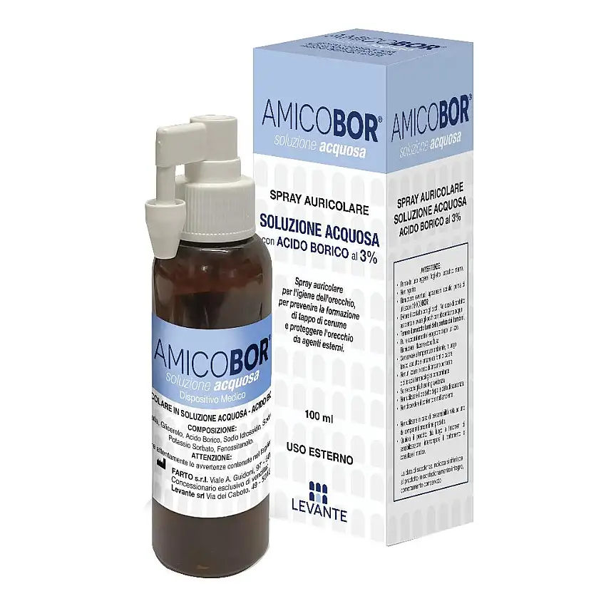 SOLUZIONE ACQUOSA PER IRRIGAZIONE DELL'ORECCHIO AMICOBOR 100 ML