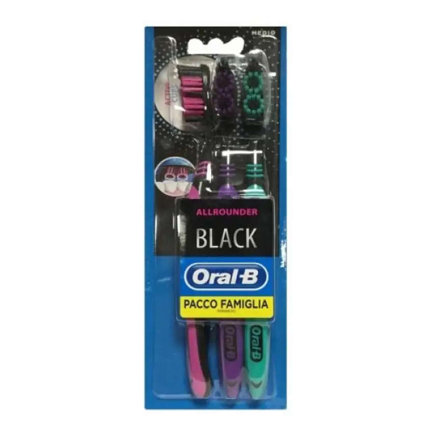 ORALB ALL ROUNDER BLACK SPAZZOLINO MANUALE 3 PEZZI