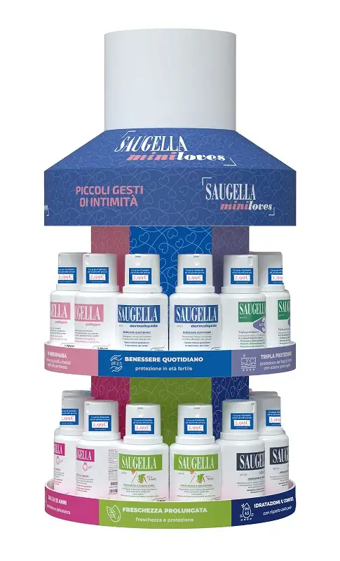 SAUGELLA MINI LOVES EXPO 24 PEZZI 4 IDRASERUM + 4 ATTIVA + 4 POLIGYN + 4 YOUFRESH + 4 GIRL + 4 DERMOLIQUIDO