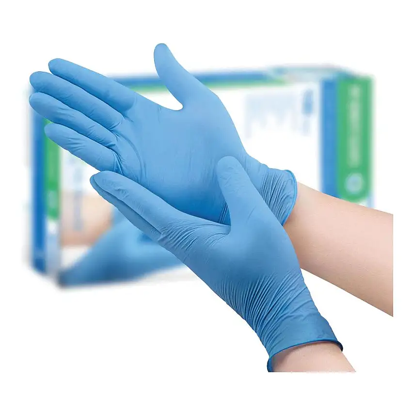 GUANTI NITRILE AZZURRO SENZA POLVERE L 100 PEZZI