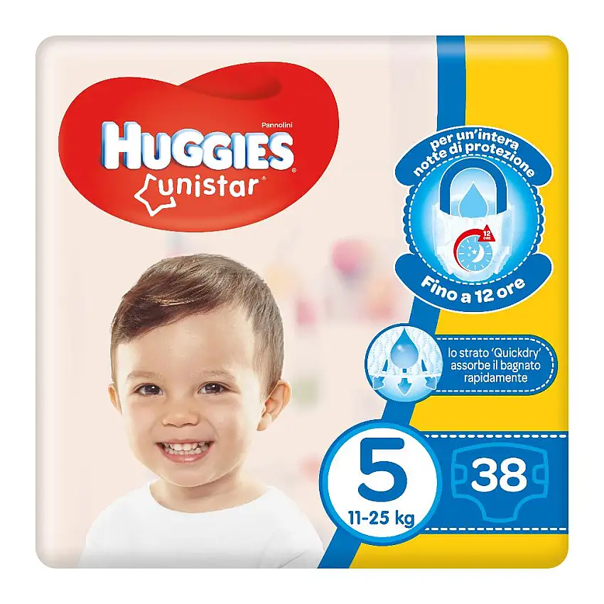 HUGGIES UNISTAR GRANDE 5 38 PEZZI