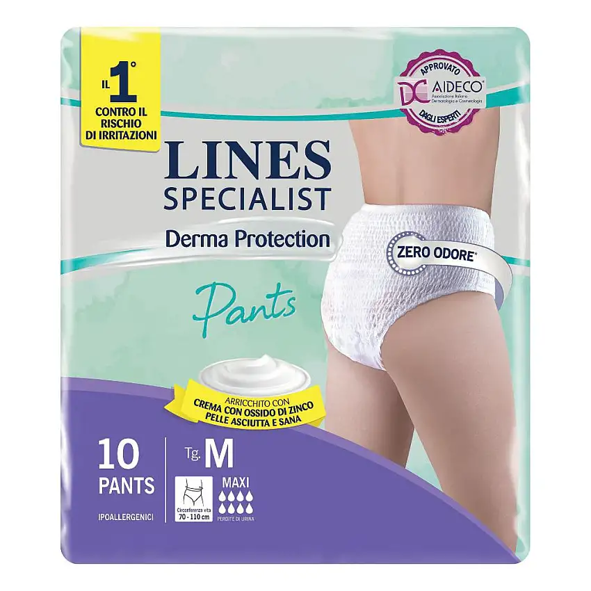 PANNOLONE PER INCONTINENZA LINES SPECIALIST DERMA PANTS MAXI M 10 PEZZI