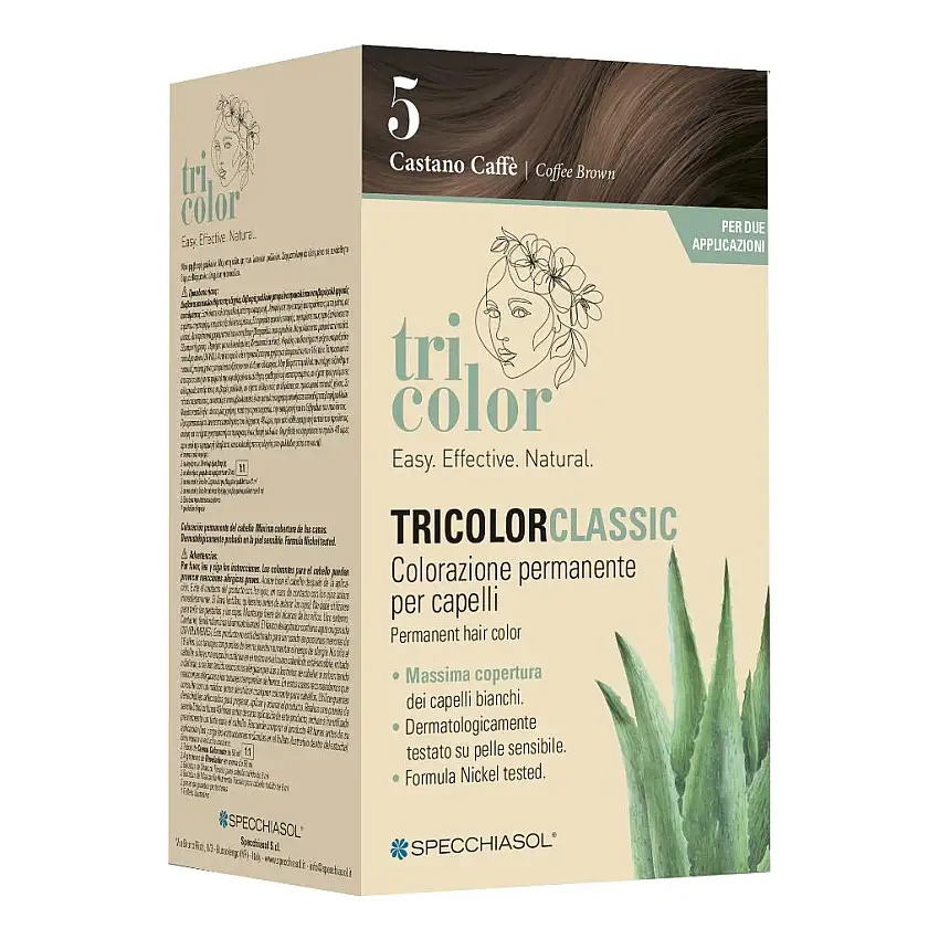 TRICOLOR CLASSIC 5 CASTANO CAFFE' 2 TUBI 50 ML + 2 SHAKER 50 ML + 4 BUSTINE 8 ML
