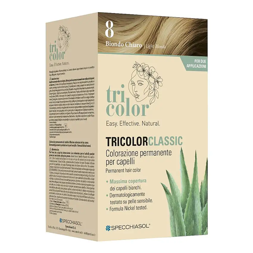 TRICOLOR CLASSIC 8 BIONDO CHIARO 2 TUBI 50 ML + 2 SHAKER 50 ML + 4 BUSTINE 8 ML