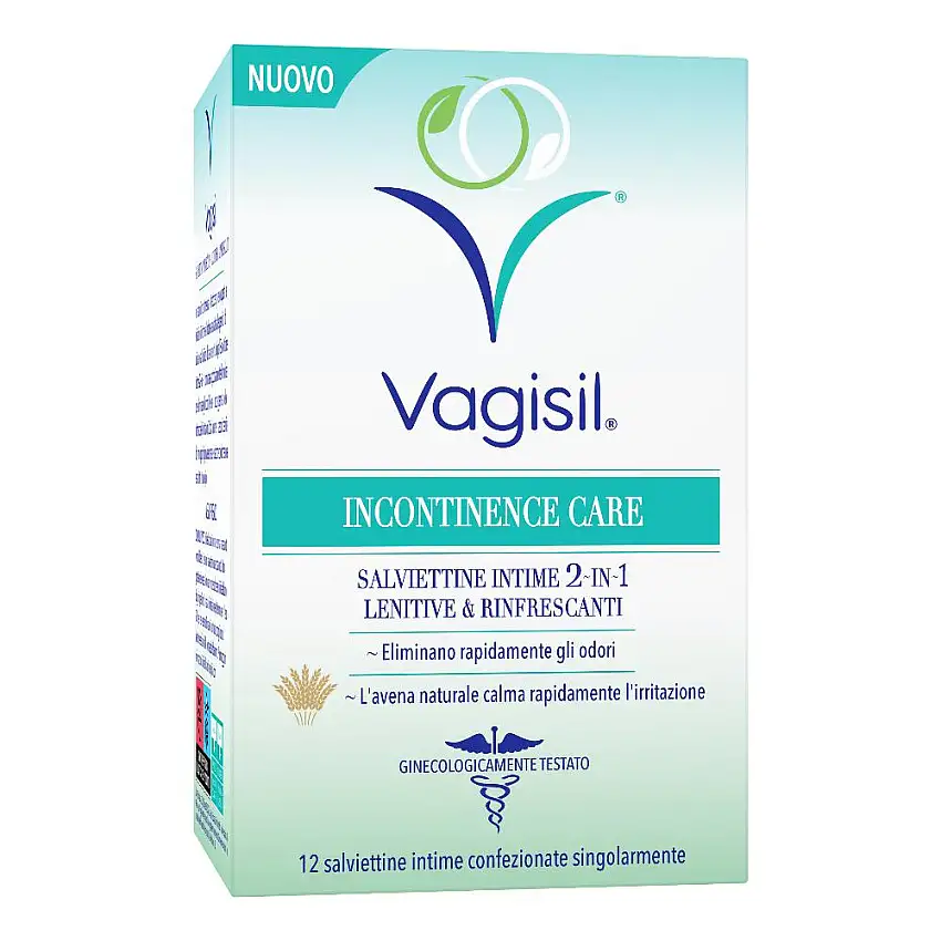 VAGISIL INCONTINENCE CARE SALVIETTINE INTIME 2IN1 LENITIVE & RINFRESCANTI 12 PEZZI