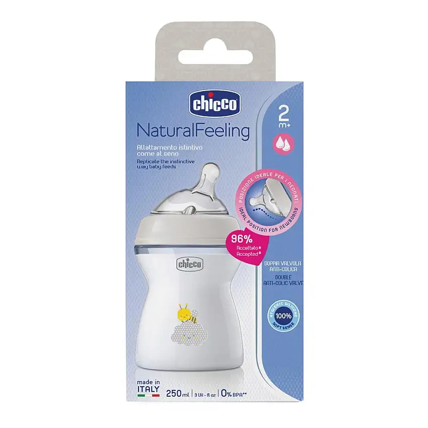 CHICCO BIBERON NAT FEEL PP 2M+ 250 ML UNISEX
