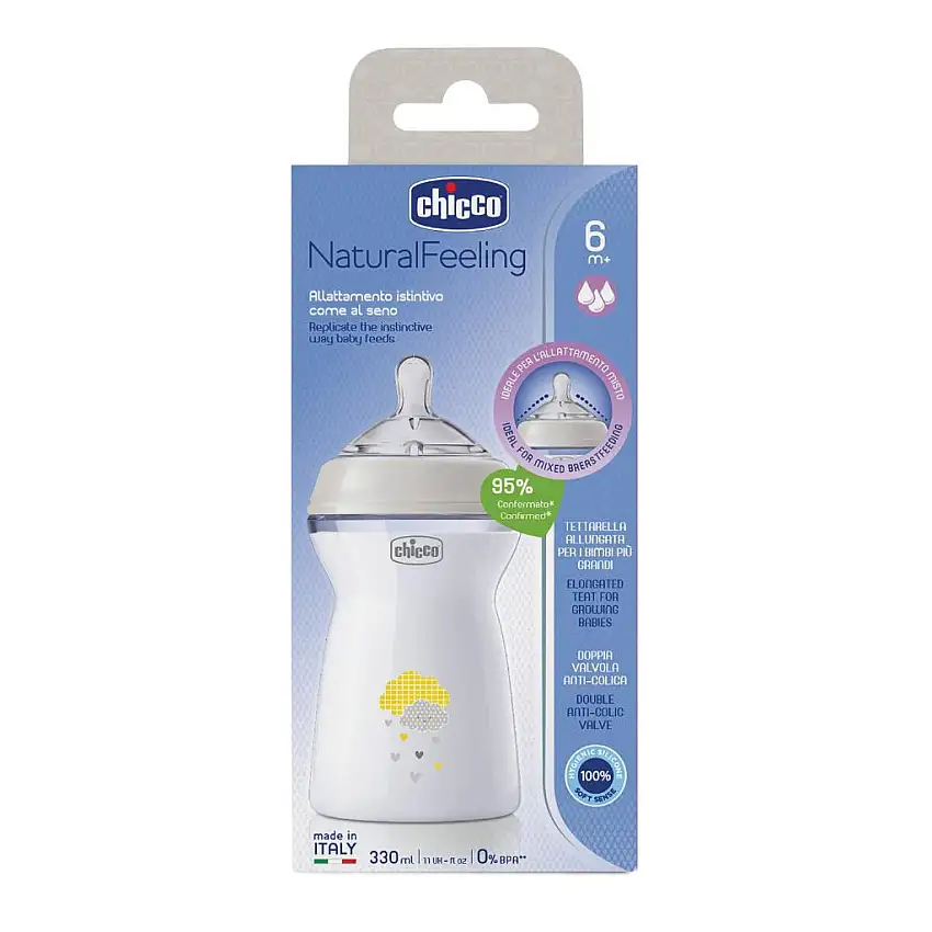CHICCO BIBERON NAT FEEL PP 6M+ 330 ML UNISEX