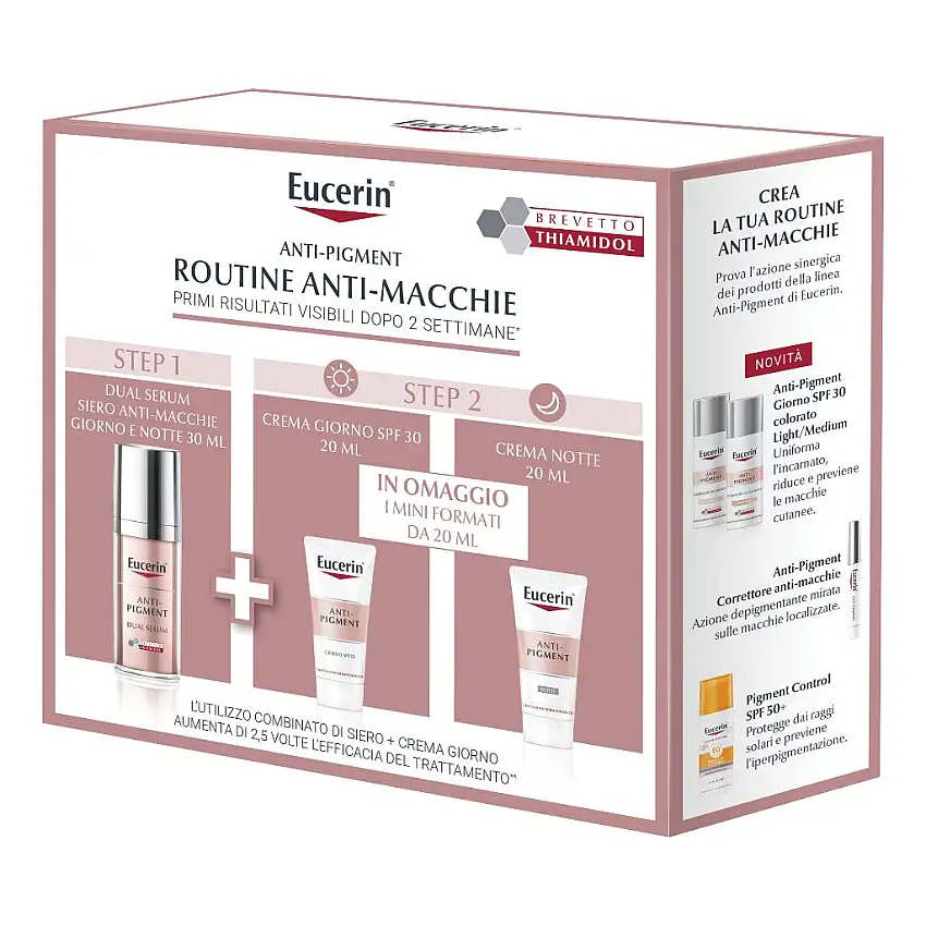 EUCERIN ANTI-PIGMENT ROUTINE PACK 1 DUAL SERUM 30 ML + 1 CREMA GIORNO 20 ML + 1 CREMA NOTTE 20 ML