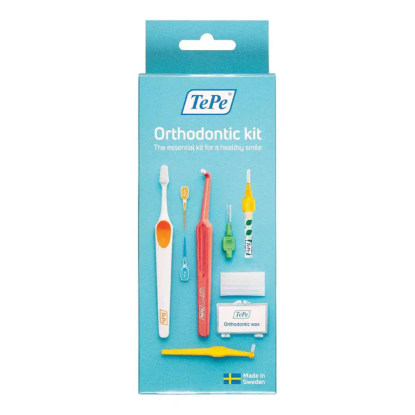 TEPE ORTHODONTIC KIT 1 SPAZZOLINO SUPREME COMPACT + 1 SPAZZOLINO COMPACT TUFT + 2 SCOVOLINI + 1 TEPE ANGLE + 2 TEPE EASYPICK XS/S + 2 TEPE EASYPICK M/L + 1 ORTHODONTIC WAX