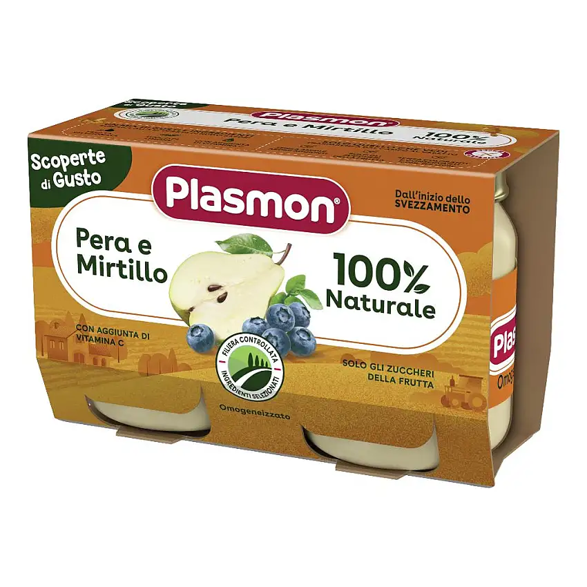 PLASMON OMOGENEIZZATO PERA MIRTILLO 2 PEZZI DA 104 G