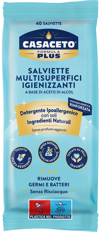 CASACETO SALVIETTINE IGIENIZZANTI AROMA NEUTRO 40 PEZZI