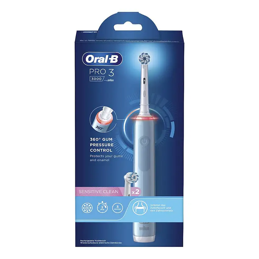 ORAL-B PRO 3 BLU SENSITIVE SPAZZOLINO ELETTRICO + 2 REFILL