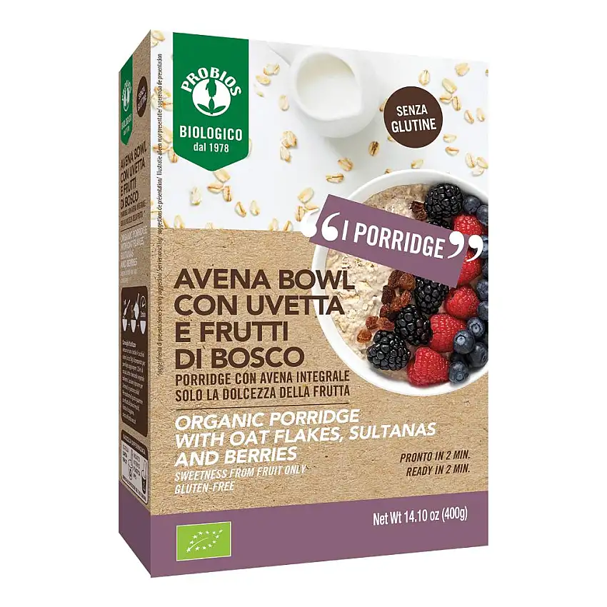 PROBIOS BIO AVENA BOWL FRUTTI DI BOSCO PORRIDGE CON AVENA INTEGRALE 400 G
