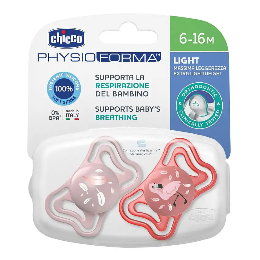 CHICCO SUCCHIETTO LIGHT ROSA SILICONE 6-16M 2 PEZZI