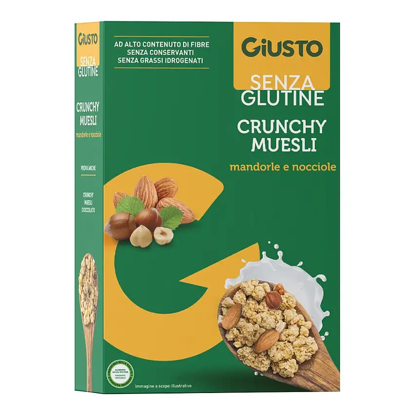 GIUSTO SENZA GLUTINE CRUNCHY MUESLI MANDORLE E NOCCIOLE 375 G