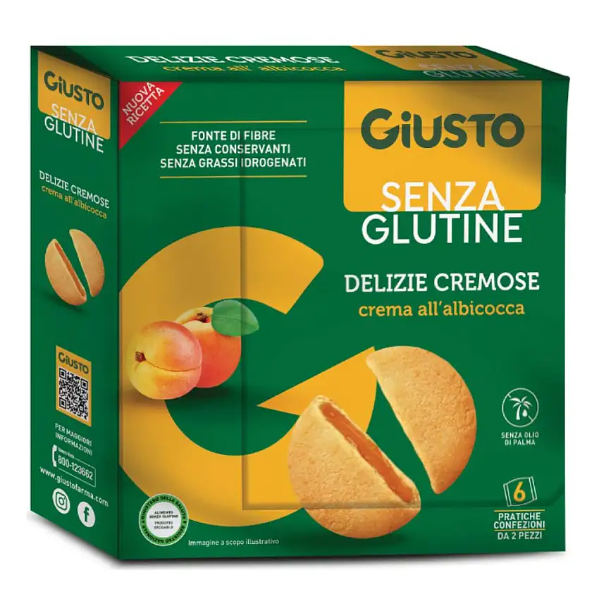 GIUSTO SENZA GLUTINE DELIZIE CREMOSE ALBICOCCA 6 CONFEZIONI DA 30 G