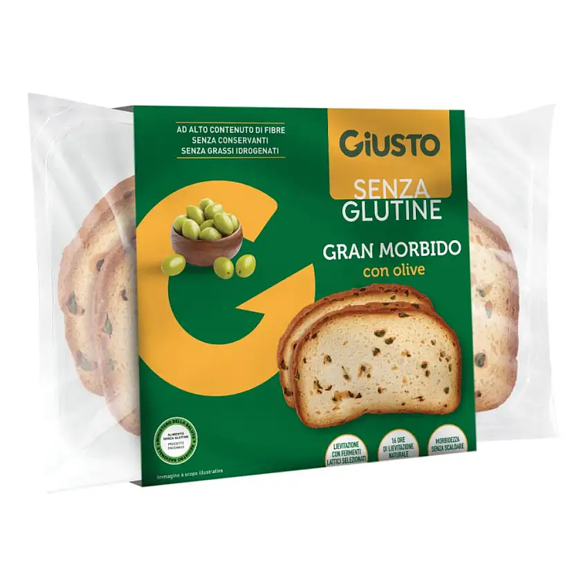 GIUSTO SENZA GLUTINE GRAN MORBIDO CON OLIVE VERDI 190 G