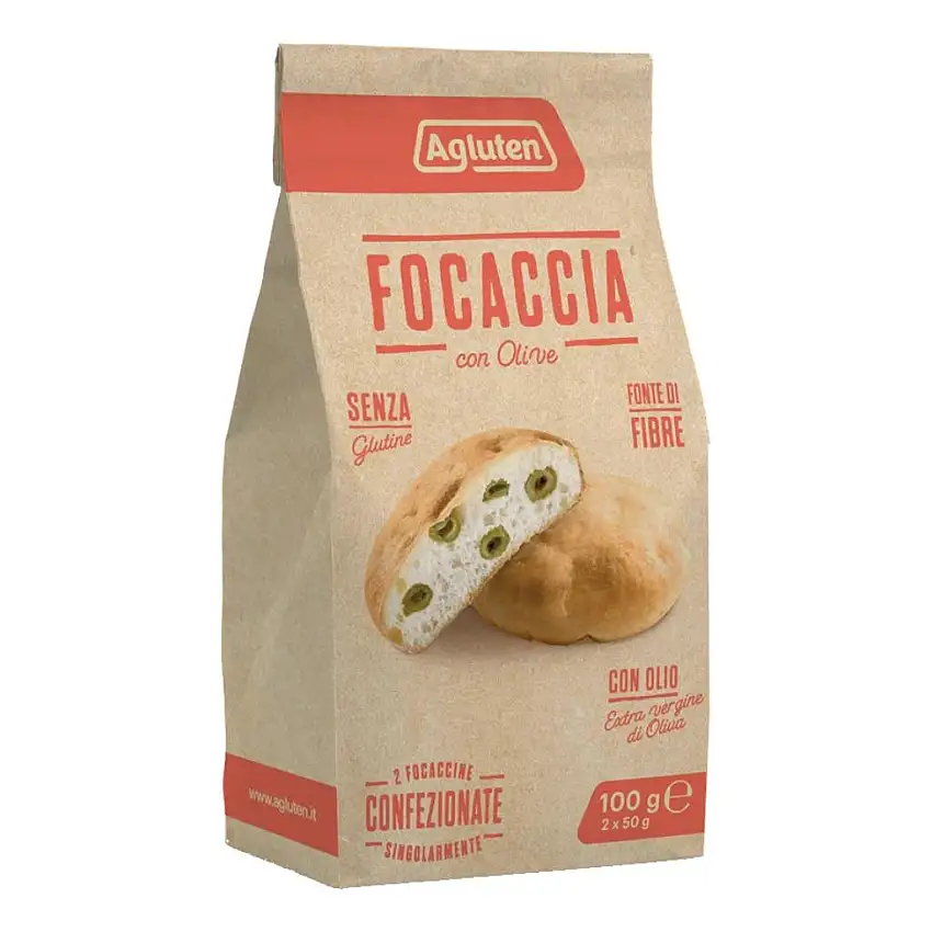 AGLUTEN FOCACCIA OLIVE 2 PEZZI DA 50 G