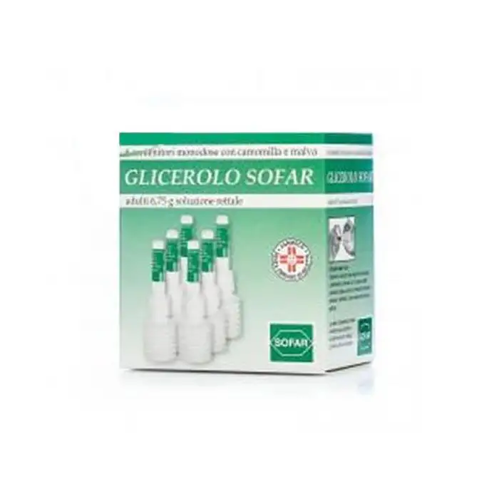 Glicerolo Sofar Adulti 6,75g Soluzione Rettale 6 Contenitori Monodose Con Camomilla e Malva